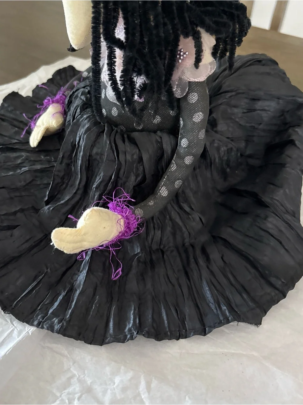 Large 22” WITCH Doll, Fabric, Halloween Decor, Sculpted Face